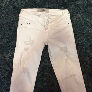 Distressed white Hollister skinny jeans size 1