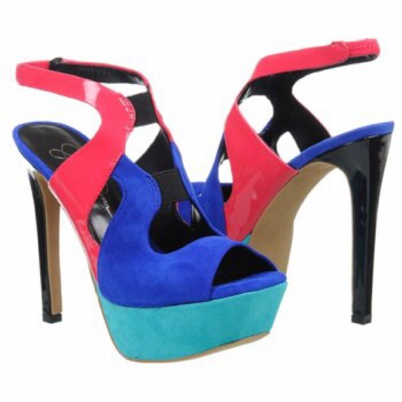 Jessica Simpson neon platform heels