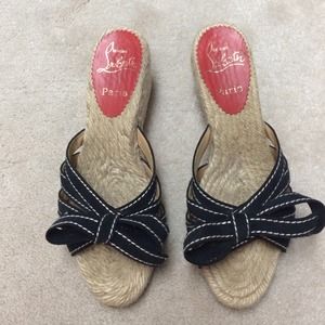 Christian louboutin black bow sandals