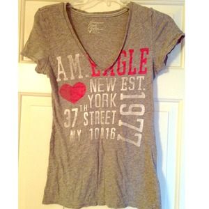 American Eagle Grey V-neck