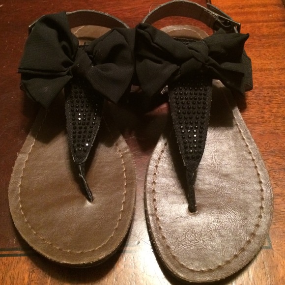 Material Girl black bow sandals