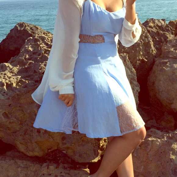 Unique laced baby blue summer dress
