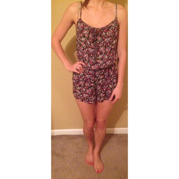 Black floral romper