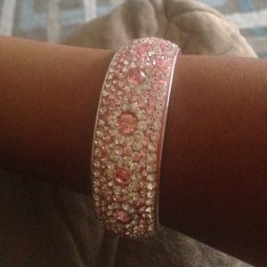 Swarovski Clear and Pink Crystal Bangles