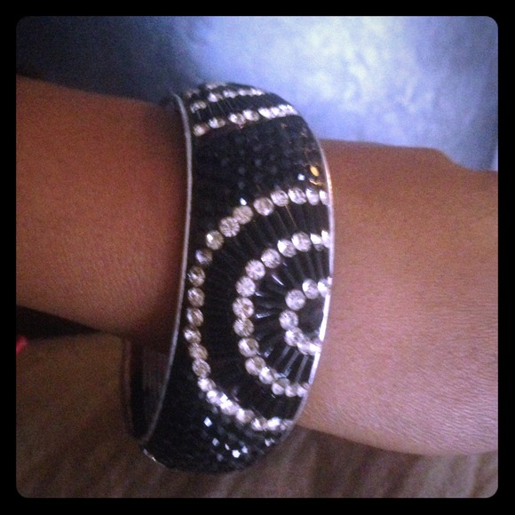 Swarovski Black and Clear Crystal Bangle