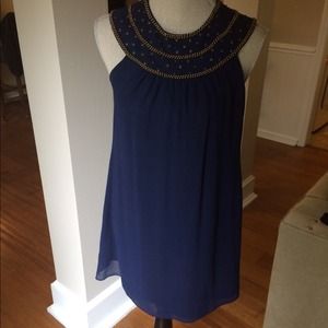 Navy and gold embellished dress
