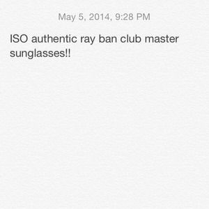 ‼️ISO ONLY!! Looking for ray ban club masters!!‼️