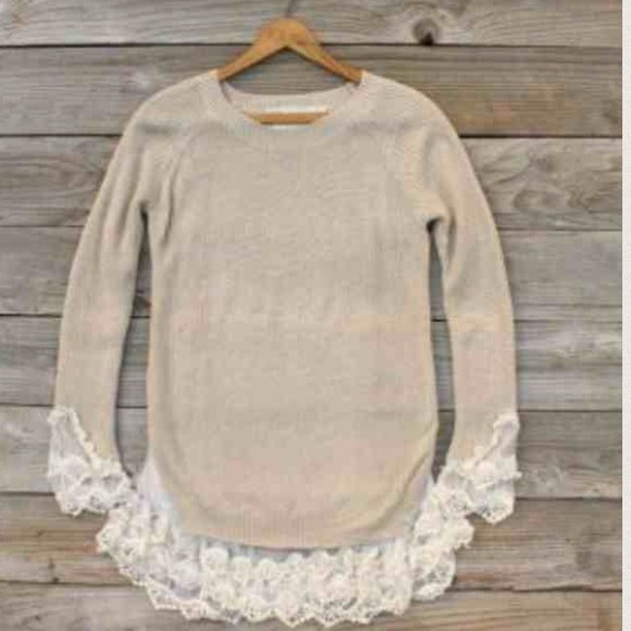NEGOTIATE👍👍👍LF Millau lace bottom sweater dupe!