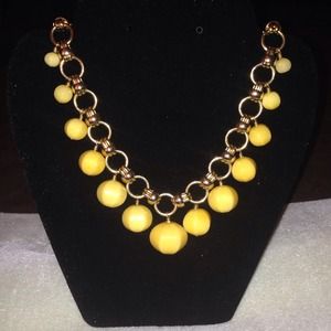 Handmade canary yellow and gold necklace