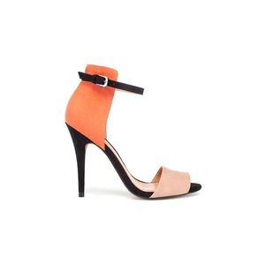 Zara Two Tone Heels - Orange, Tan & Black