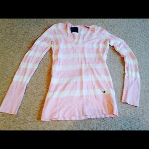 Light weight white and Pink v neck sweater