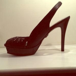 Black sexy sling back heels