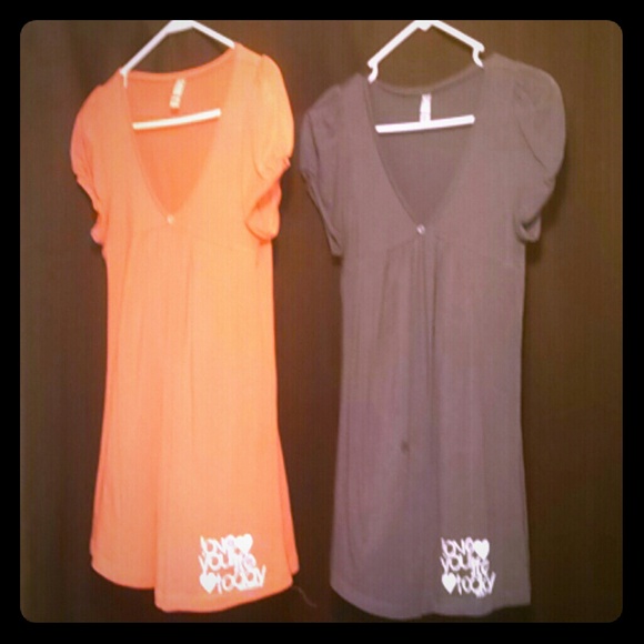 2 nice shirts 1 coral other purple