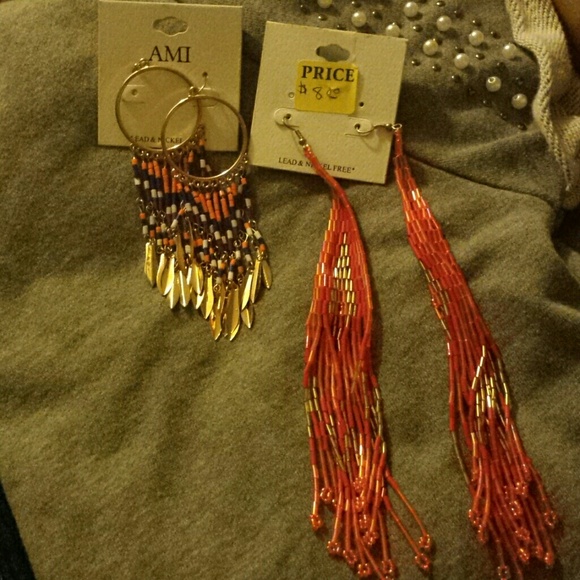 Beaded Tribal earrings both as a set