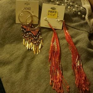 Beaded Tribal earrings both as a set