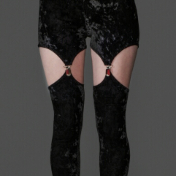 *REDUCED* Widow Black Velvet Garter Leggings Large