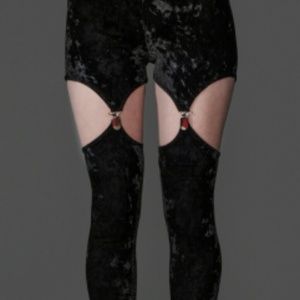 *REDUCED* Widow Black Velvet Garter Leggings Large