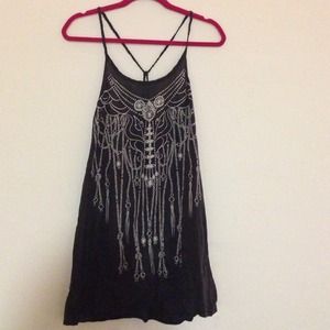 Graphic black slip dress