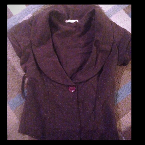 Brown Short Sleeve Blazer Top