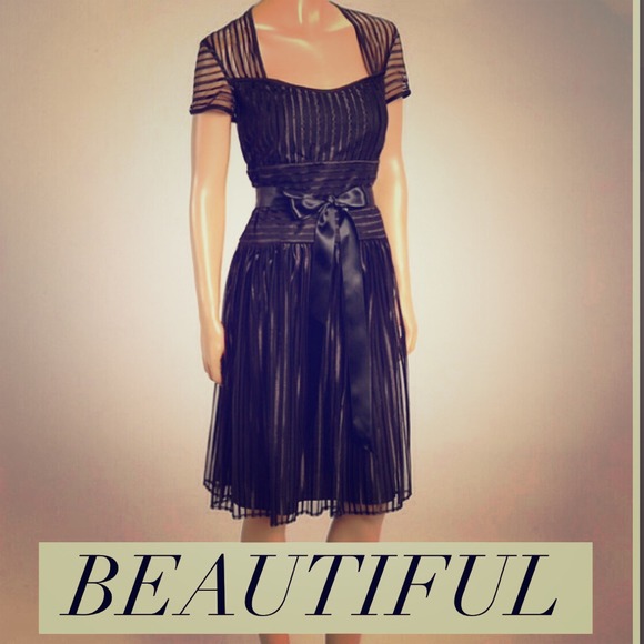 Black Sheer Stripe Cocktail Dress