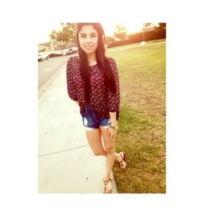 Navy Red Chiffon Floral Top