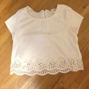White urban outfitters top with flower cutouts