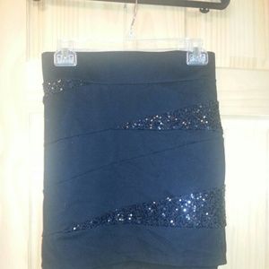 Torrid black paneled mini skirt with black sequins