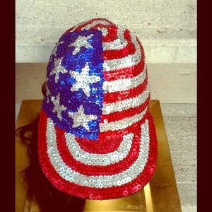 Vintage Full Sequin Patriotic Hat (Unisex)
