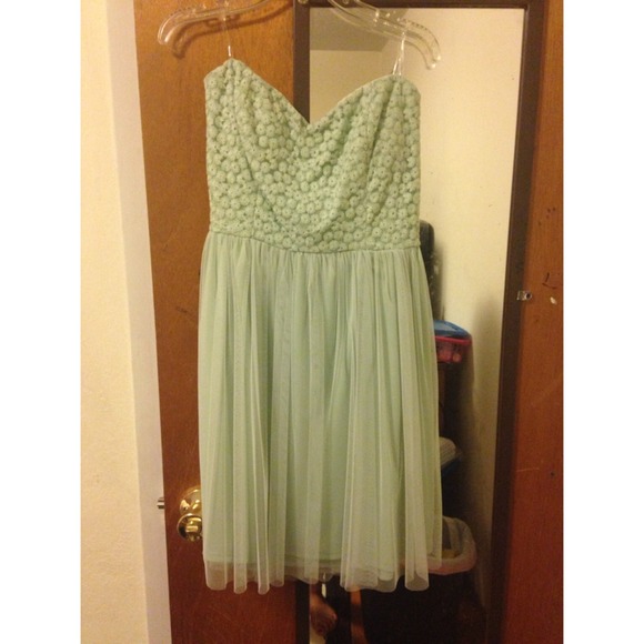Strapless mint dress