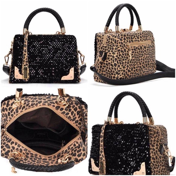 SOLD Leopard sequin handbag