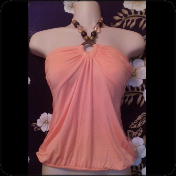 *peach summer beaded halter*