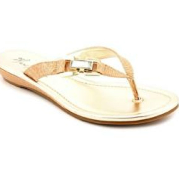 Marc Fisher golden buckle sandles