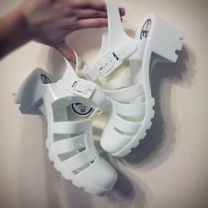 Juju Babes jellies in white (American Apparel)