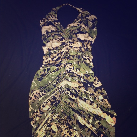 Army haulter ruffle Dress NWT