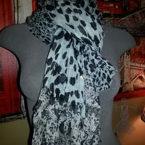 Mint and Black Animal Print Scarf