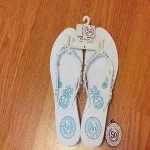 White Dangle-Bead Sandals