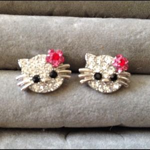 Hello Kitty rhinestone stud earrings