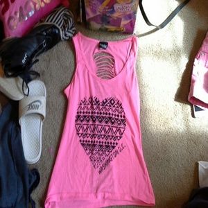 Pink popular sports aztec print heart tank