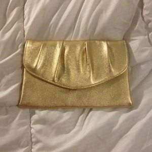 Gold metallic flap clutch