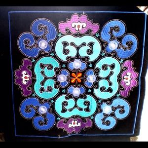 Beautiful Chinese Embroidered Floral Fragment.