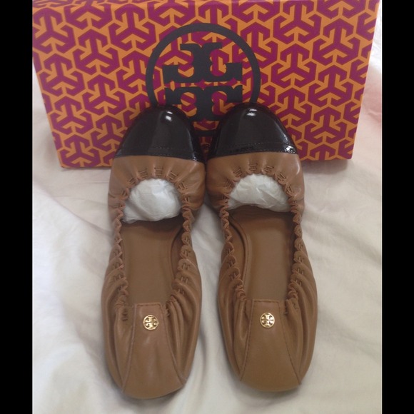 Sold on eBay! Tory Burch Tan & Black  Ballet Flats - Picture 1 of 5