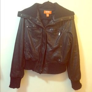 Michael Kors leather aviator bomber