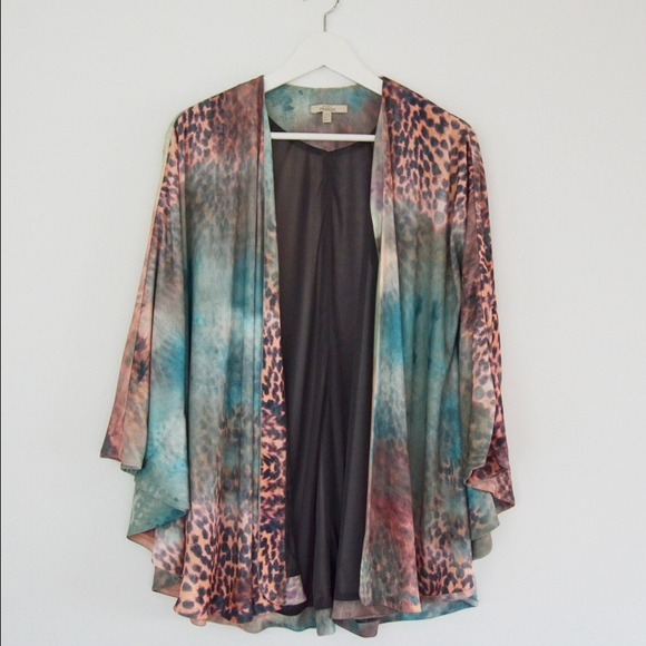 ISO zara leopard print pastel kimono