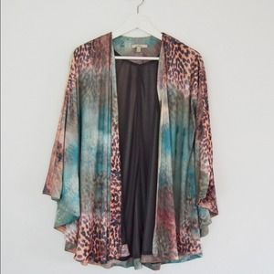 ISO zara leopard print pastel kimono