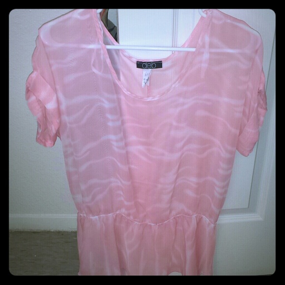 SOLD!!  Pink and white sheer top