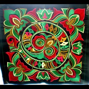 Beautiful Chinese Embroidered Floral Fragment.