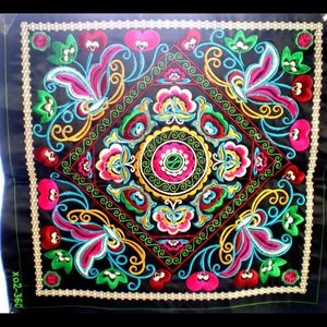 Beautiful Chinese Embroidered Floral Fragment.