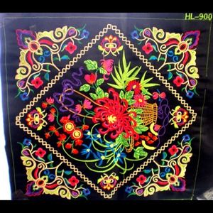 Beautiful Chinese Embroidered Floral Fragment.