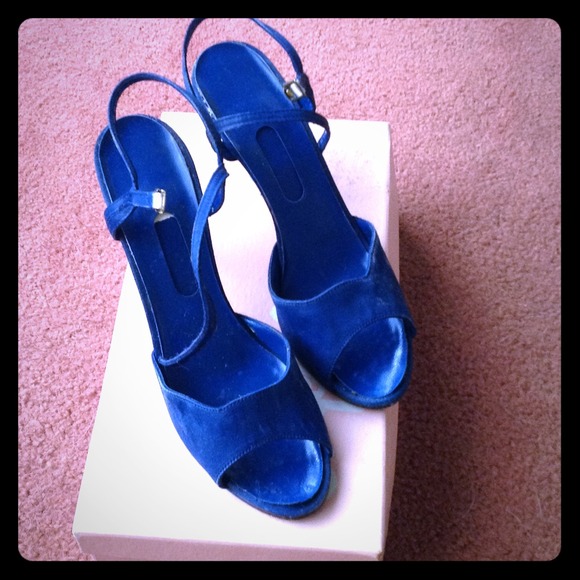 Blue strappy heels