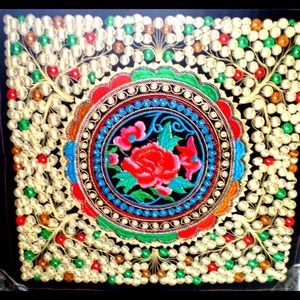 Beautiful Chinese Embroidered Floral Fragment.